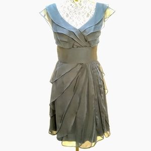 Adrianna Papell Size 6 Blue Green Chiffon Cocktail Occasion Dress